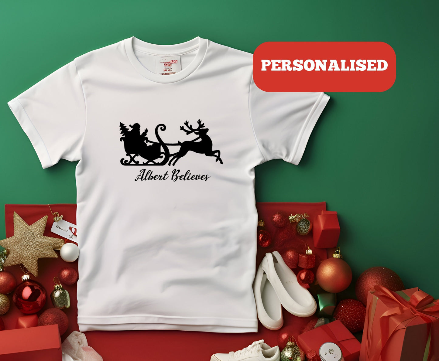 Vinyl Iron-On Transfer, DIY Christmas Heat Transfer, Custom Iron-On, Personalised Heat Transfer, Santa and Sleigh Heat Transfer