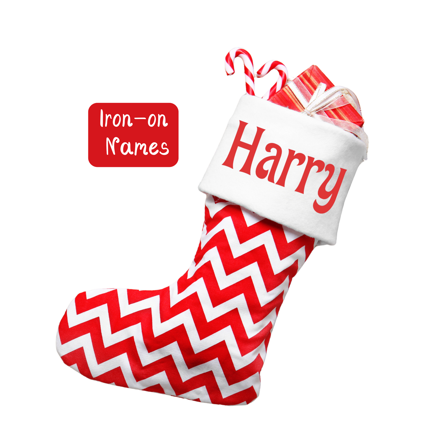 Iron-on Name Decals. Christmas Stocking Iron-on Names. Personalised Iron-on. Christmas DIY. Festive Iron-on. Heat Transfer Names