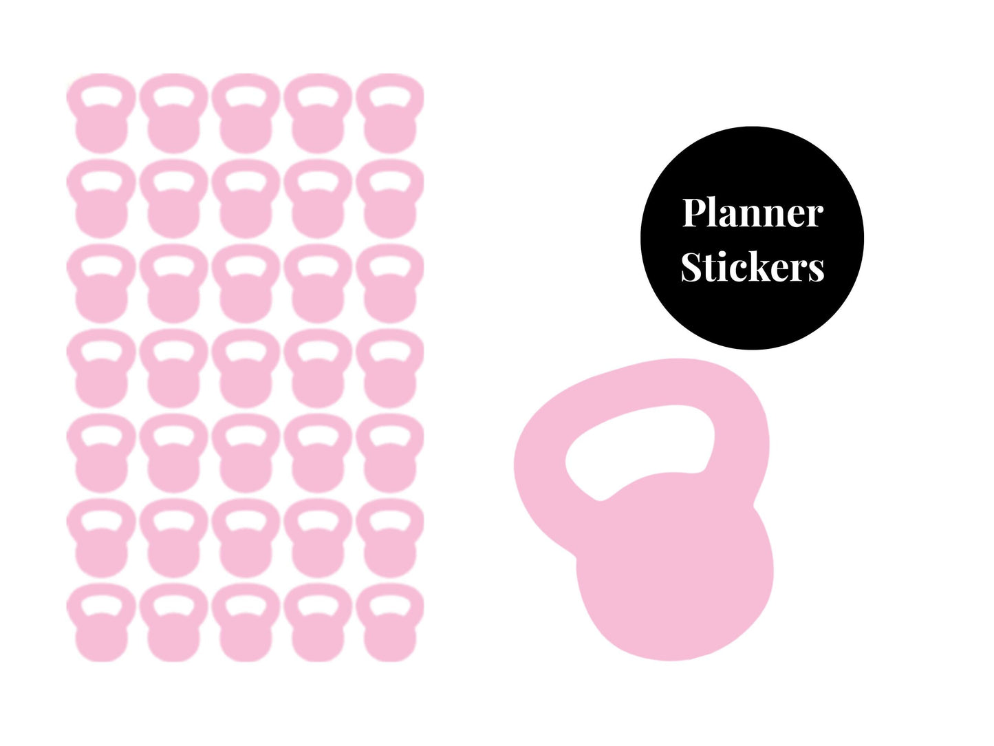 Kettle Bell Sticker Sheet Fitness Journal Planner Stickers Gym Tracker Icons 35 Pack