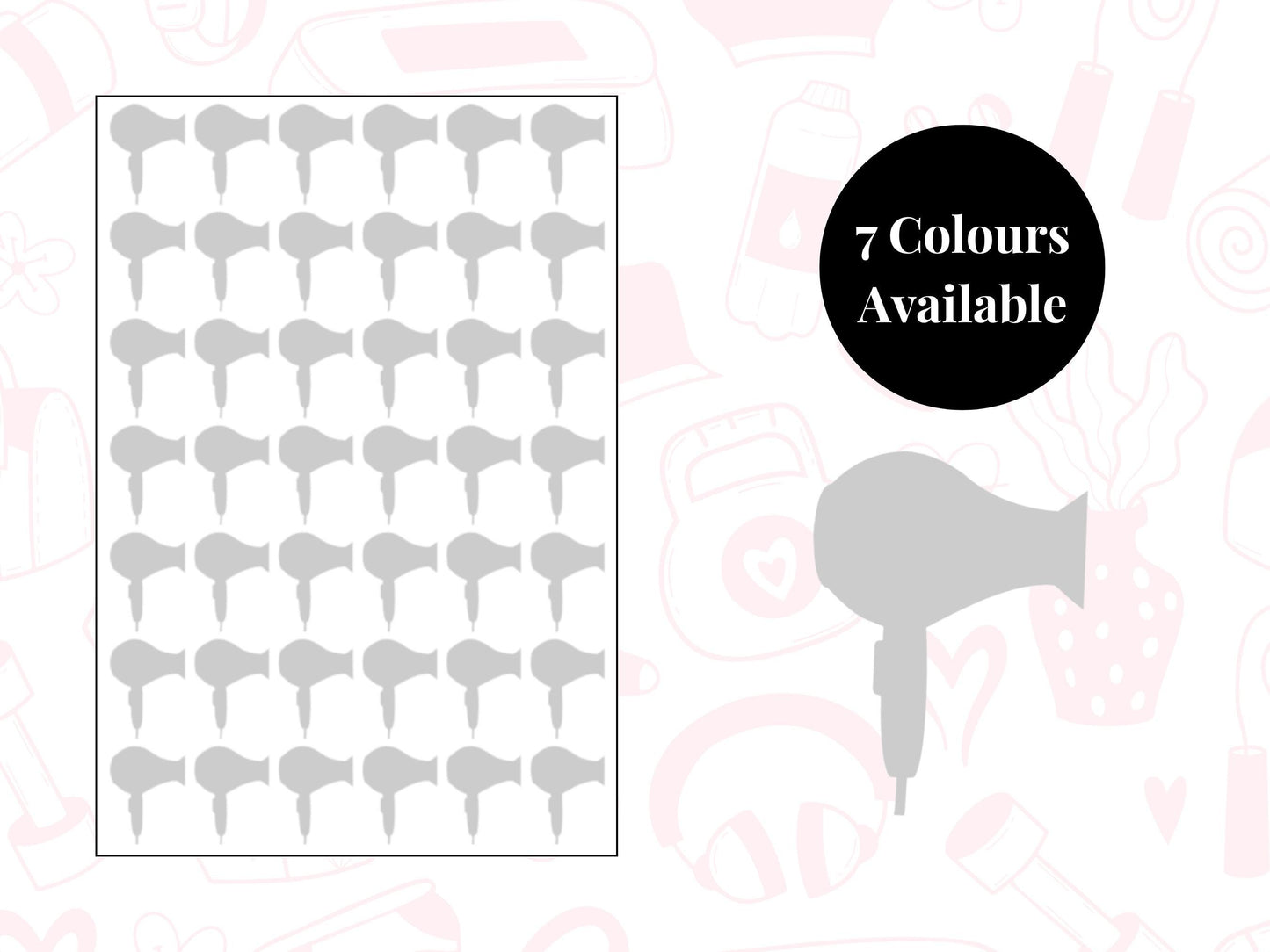 Hair Dryer Sticker Sheet Self Care Planner Stickers Icons 42 Stickers