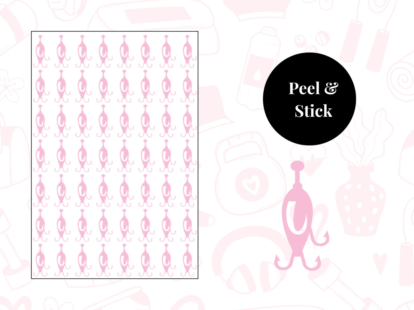 Fishing Hook Sticker Sheet Planner Stickers Fishing Icons Hobby Journal Decals 56 Pack