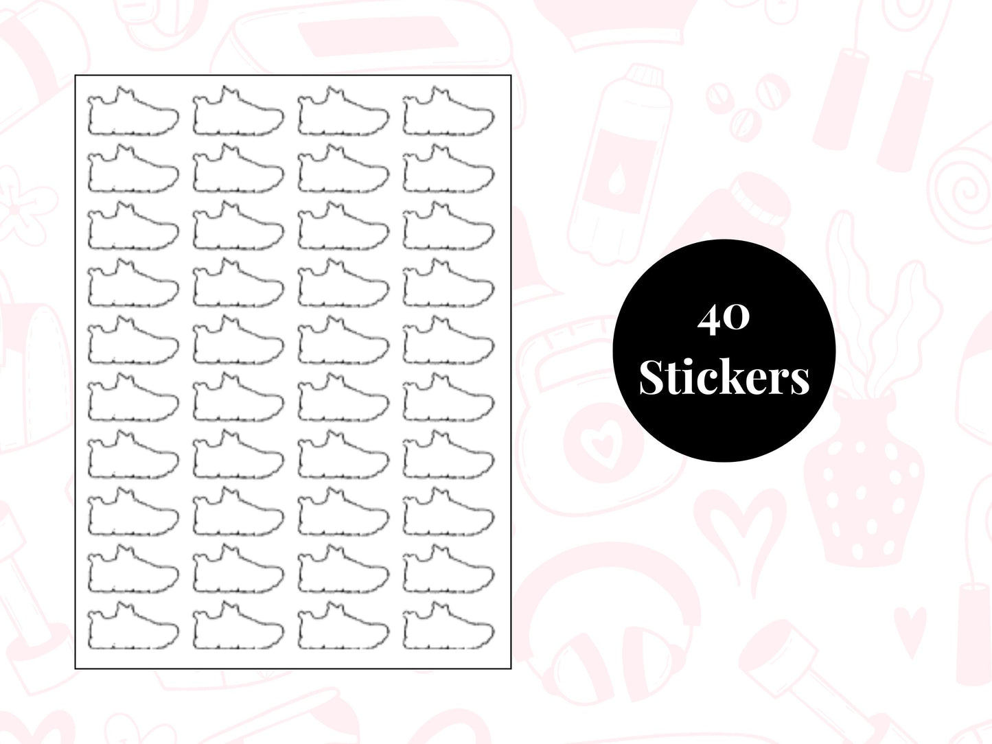Sports Shoe Sticker Sheet Fitness Journal Planner Stickers Gym Tracker Icons 40 Pack