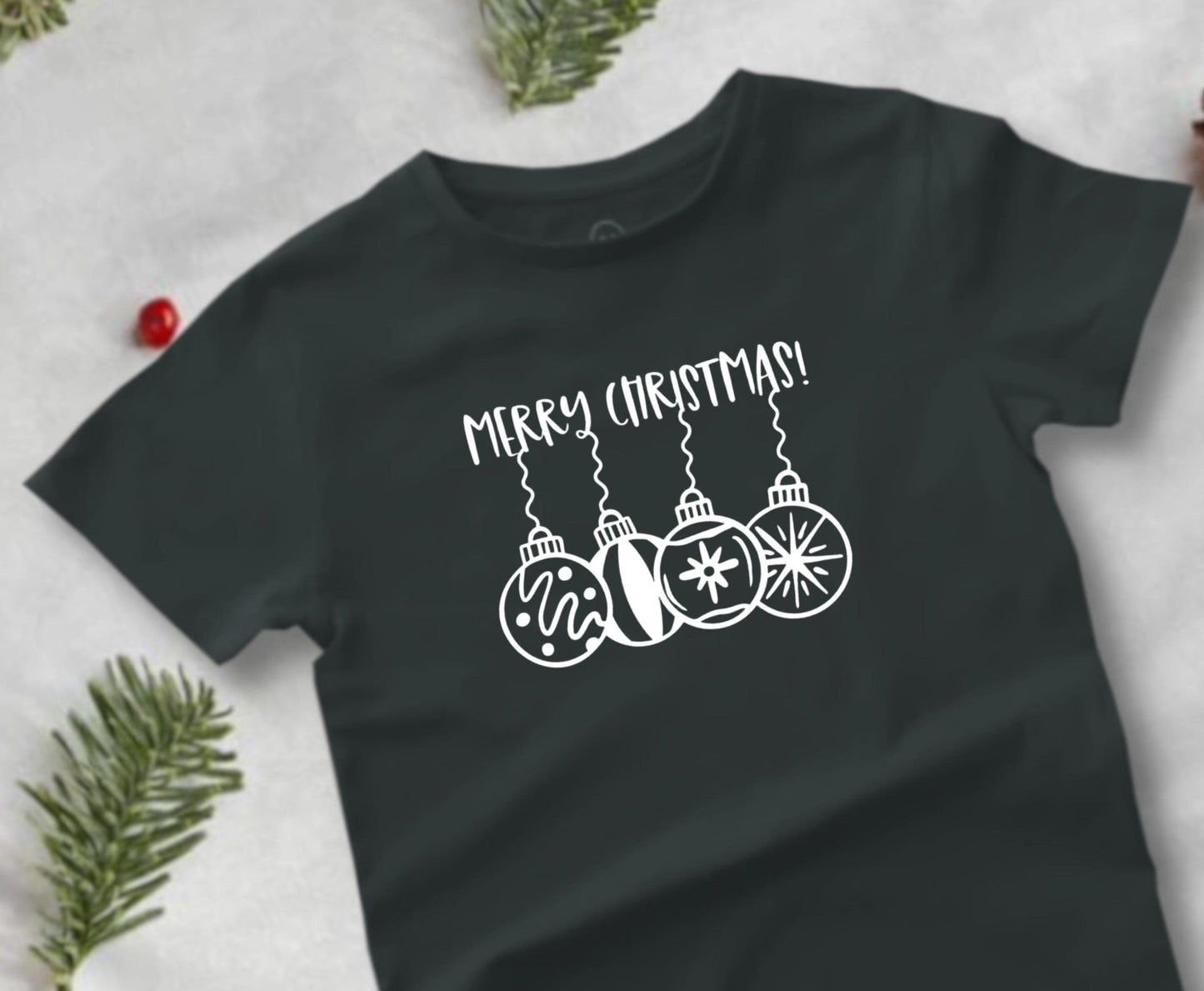 Iron-on Merry Christmas with Baubles/Transfers for T-shirts/HTV Merry Christmas/Christmas Crafts/DIY Christmas T-shirt/Christmas top iron-on