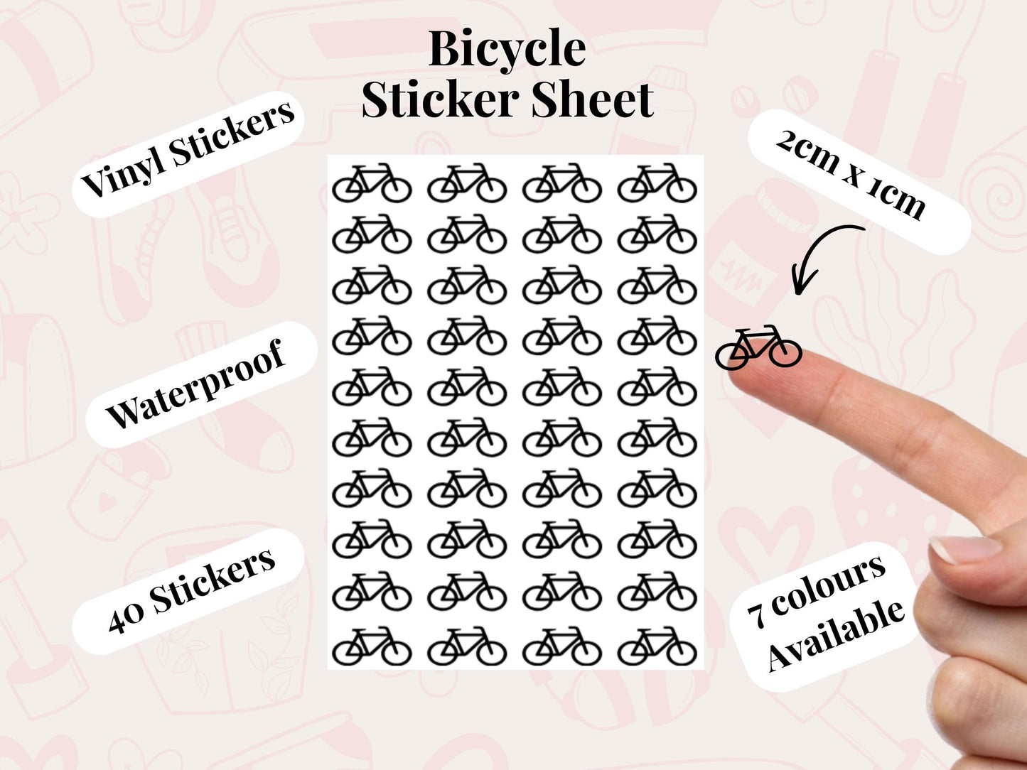 Bicycle Sticker Sheet Fitness Journal Planner Stickers Gym Tracker Icons 40 Pack