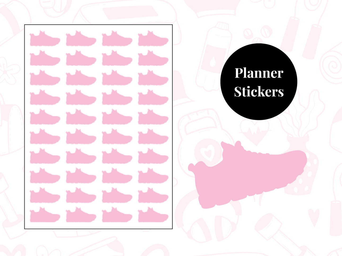 Sports Shoe Sticker Sheet Fitness Journal Planner Stickers Gym Tracker Icons 40 Pack