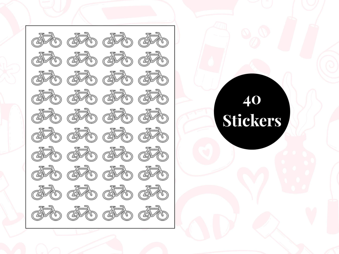 Bicycle Sticker Sheet Fitness Journal Planner Stickers Gym Tracker Icons 40 Pack