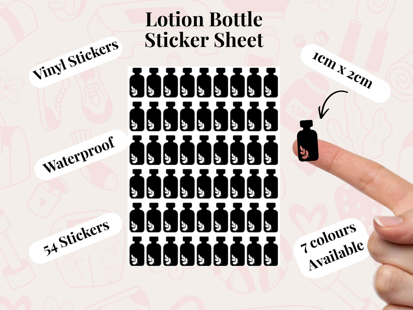 Lotion Bottle Sticker Sheet Self Care Planner Stickers Skincare Icons 54 Pack