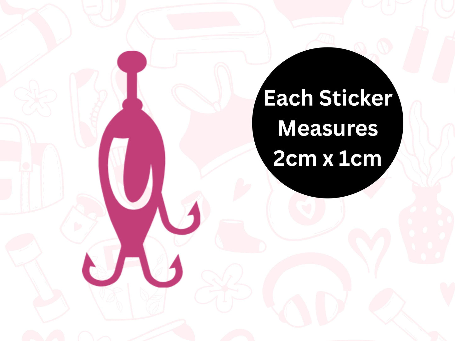 Fishing Hook Sticker Sheet Planner Stickers Fishing Icons Hobby Journal Decals 56 Pack