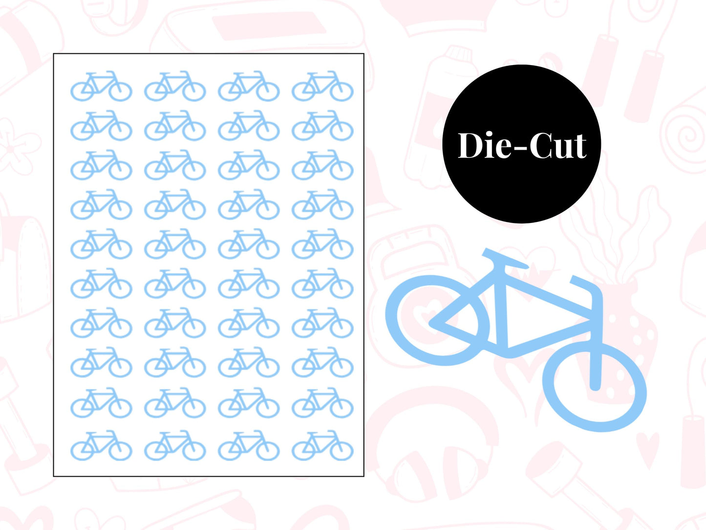 Bicycle Sticker Sheet Fitness Journal Planner Stickers Gym Tracker Icons 40 Pack