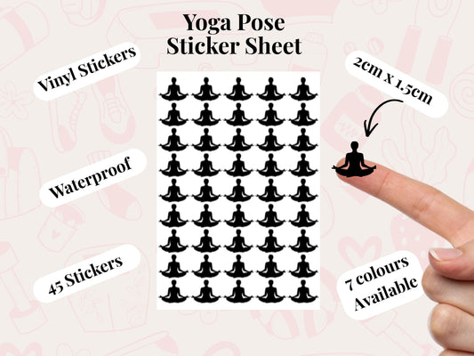 Yoga Pose Sticker Sheet Fitness Journal Planner Stickers Gym Tracker Icons 45 Pack