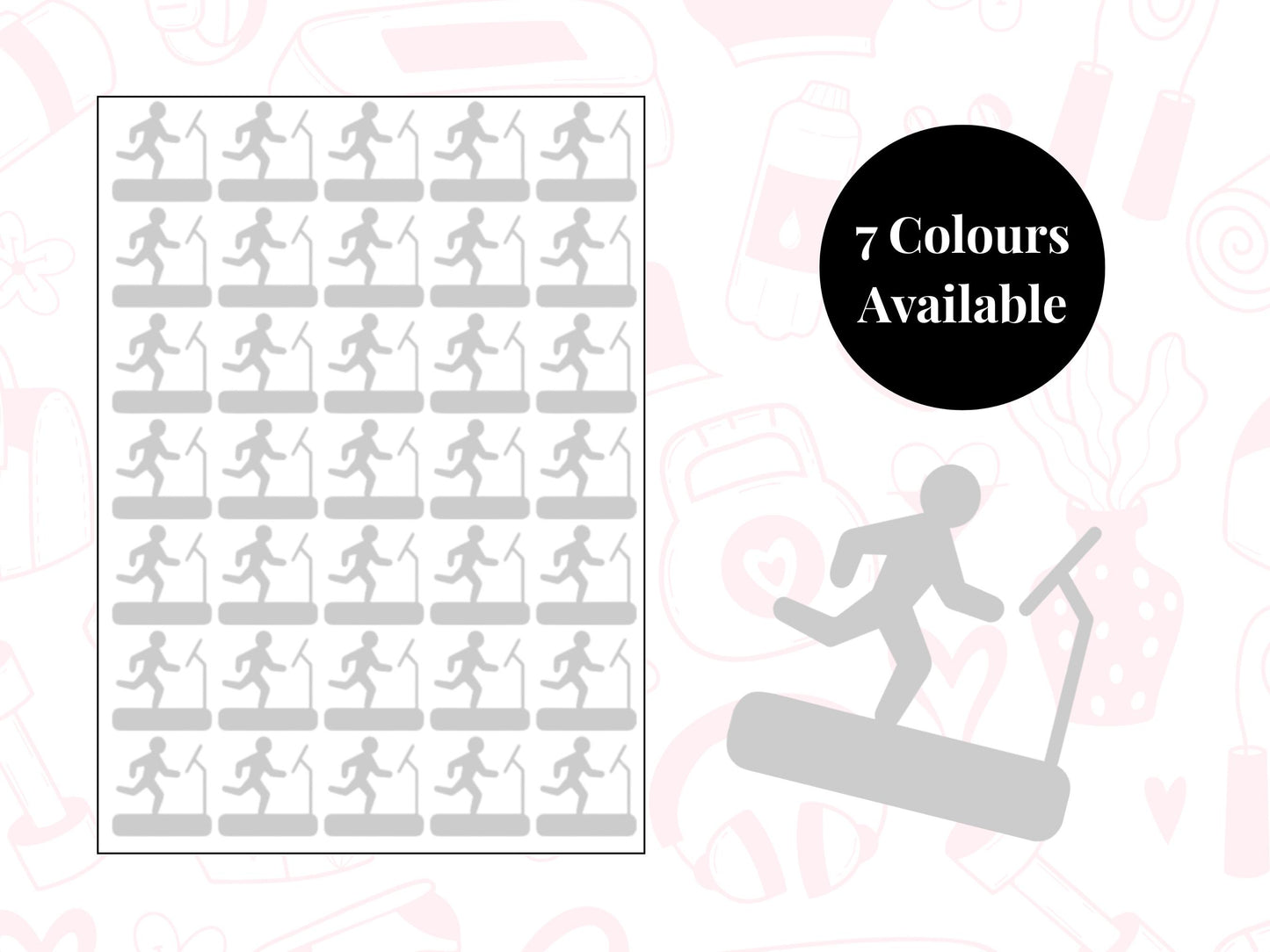 Running Machine Sticker Sheet Fitness Journal Planner Stickers Gym Tracker Icons 35 Pack