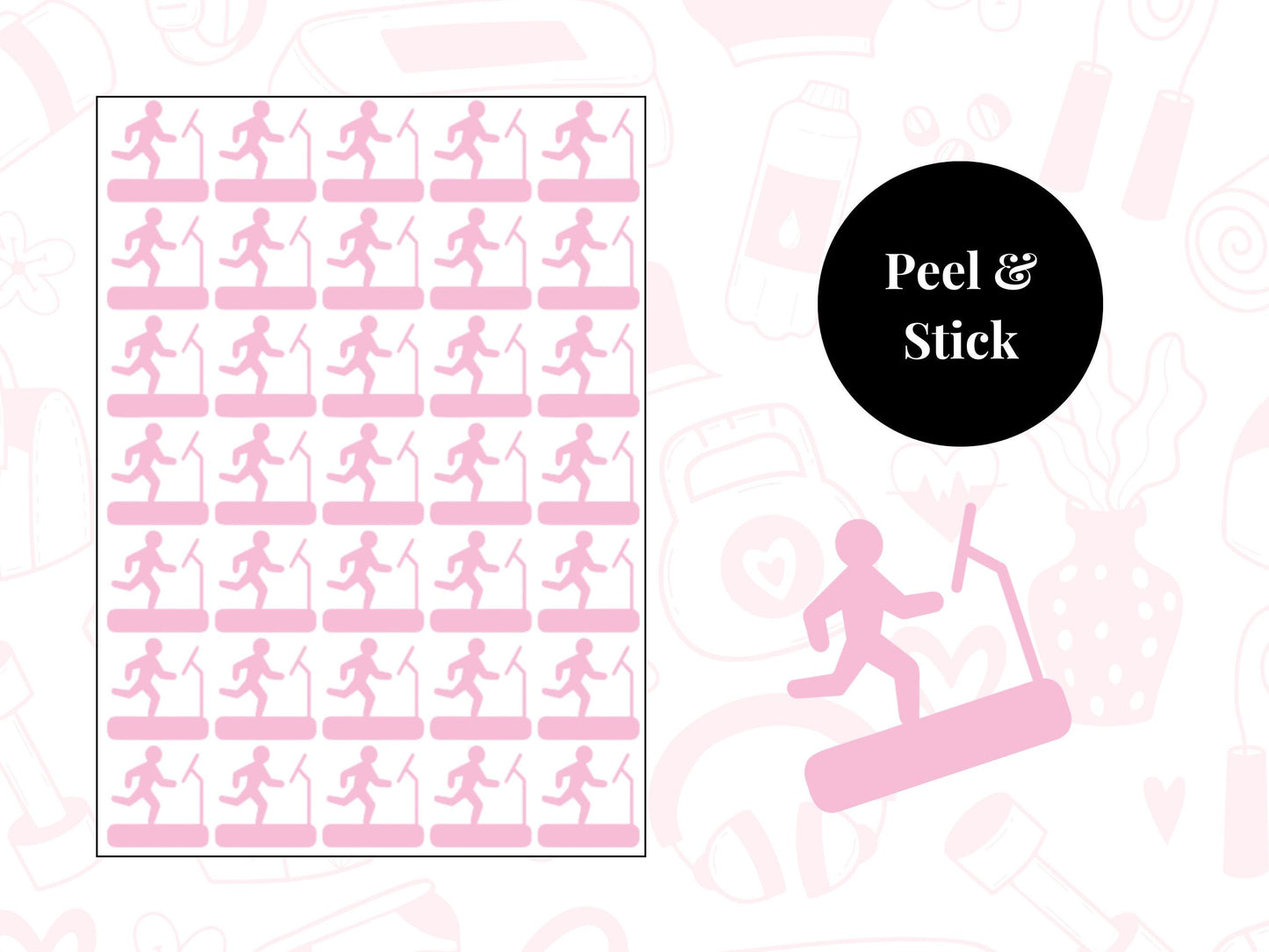 Running Machine Sticker Sheet Fitness Journal Planner Stickers Gym Tracker Icons 35 Pack
