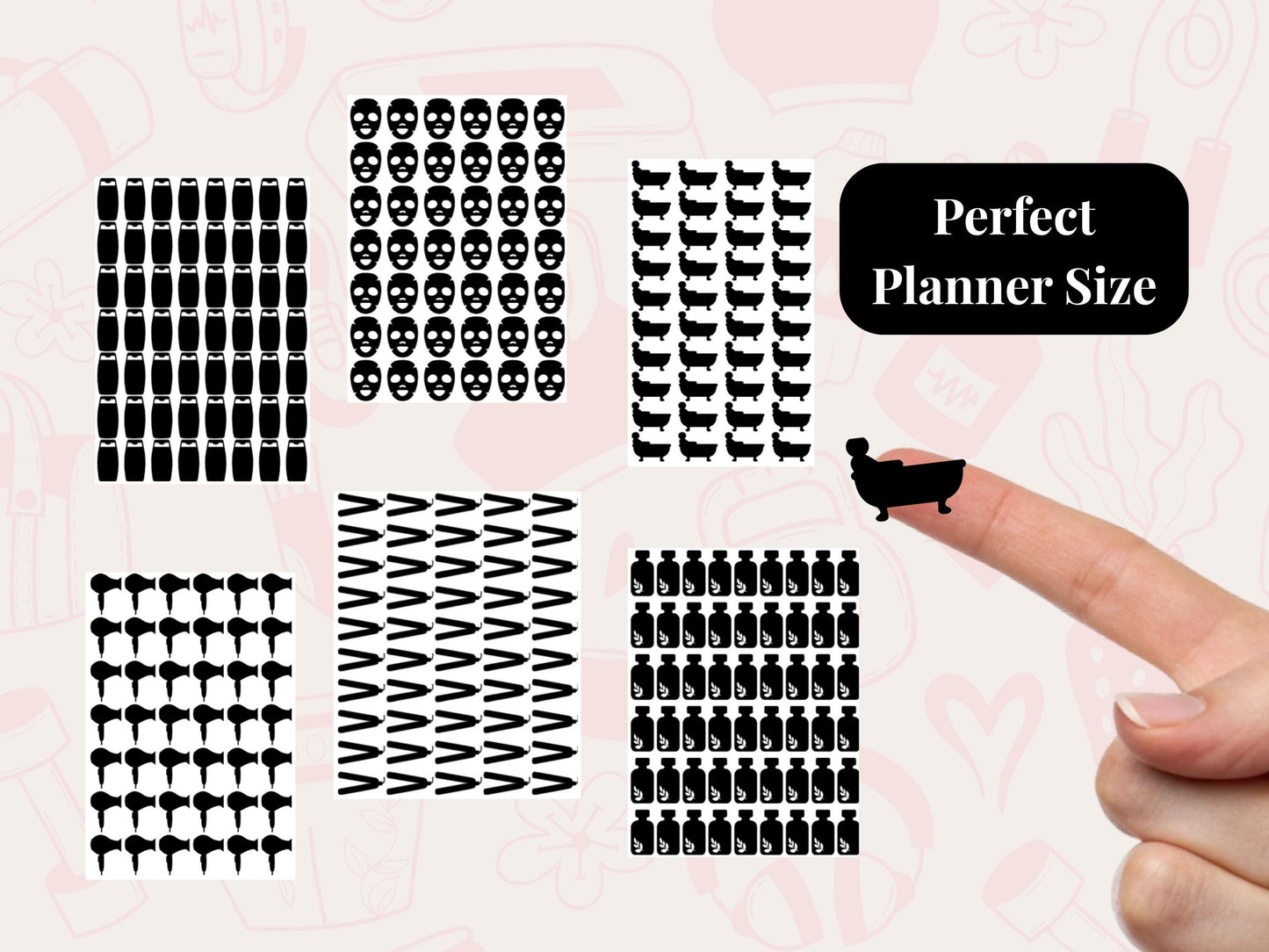 Self Care Planner Sticker Bundle Wellness Beauty Routine Journal Stickers Multi Sheet Set