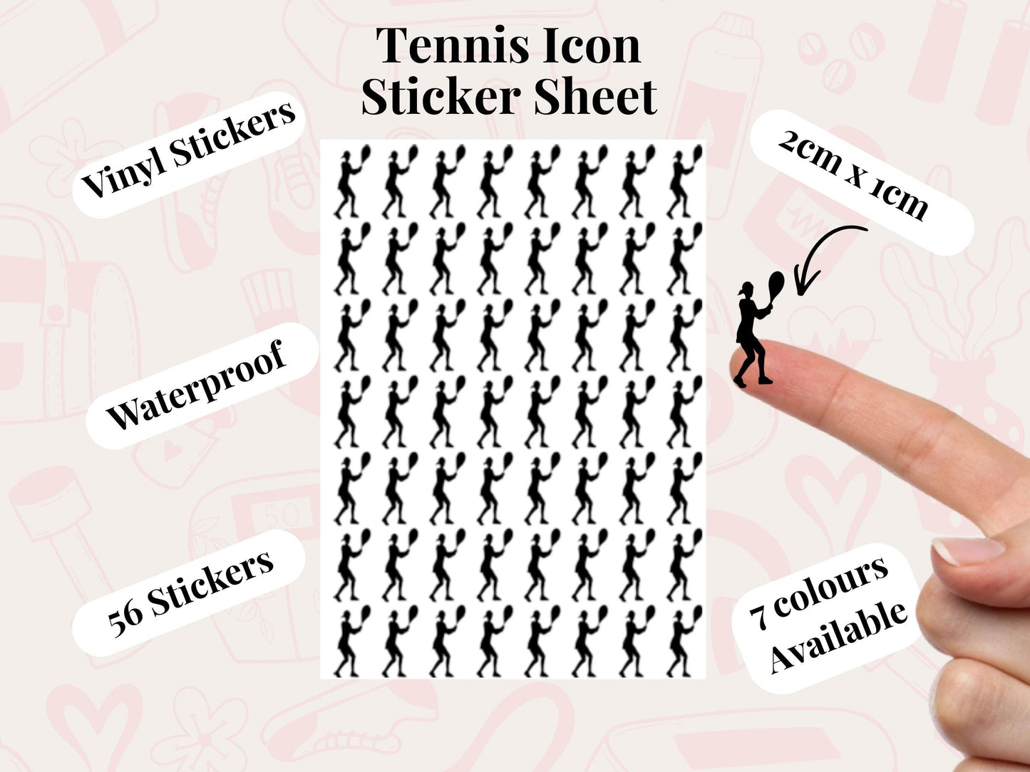 Tennis Player Sticker Sheet Planner Stickers Golfing Icons Tee Off Journal Decals 56 Pack