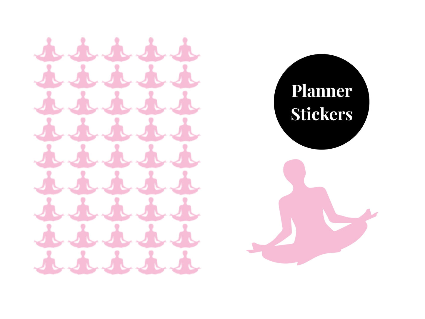 Yoga Pose Sticker Sheet Fitness Journal Planner Stickers Gym Tracker Icons 45 Pack