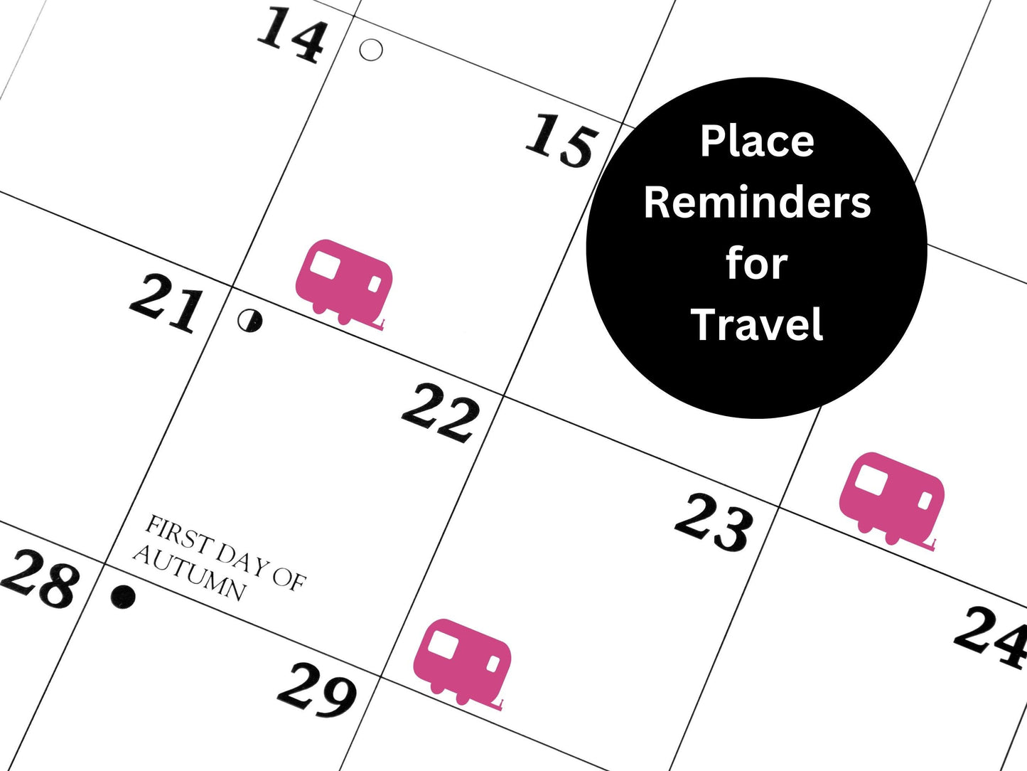 Caravan Icon Vinyl Stickers for Planners, Journals – Waterproof, 42 Pack