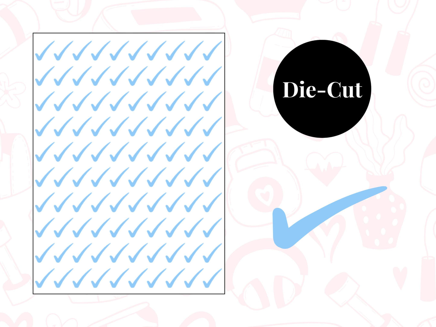 Check Mark/Tick Sticker Sheet Fitness Journal Planner Stickers Gym Tracker Icons 100 Pack
