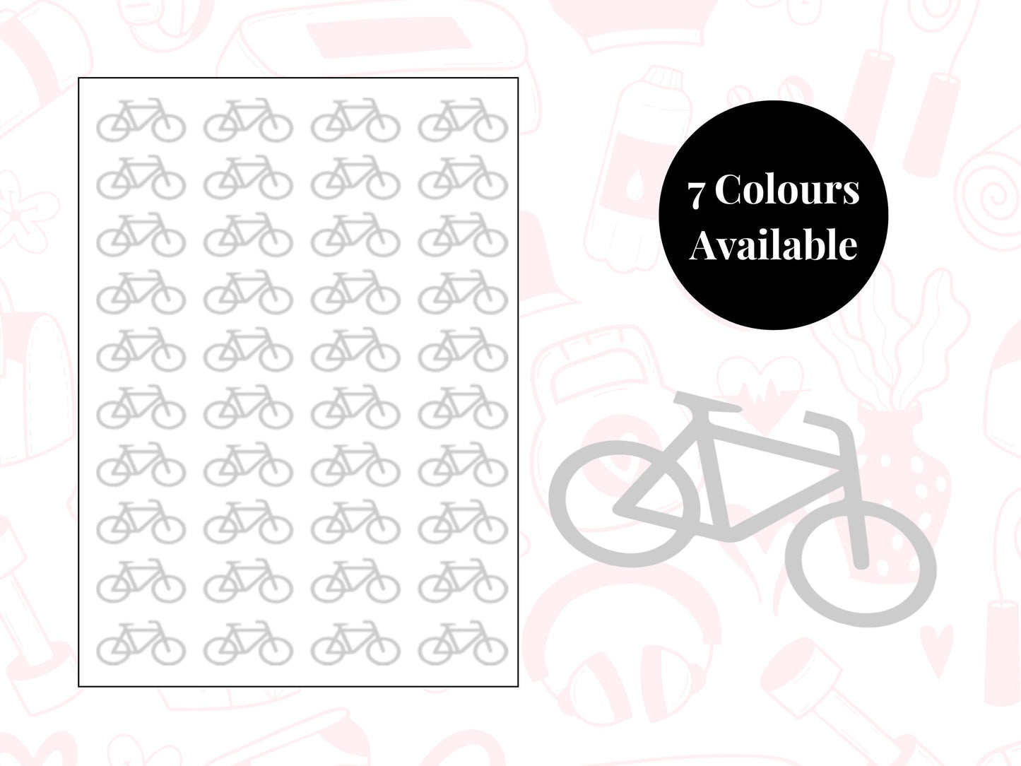 Bicycle Sticker Sheet Fitness Journal Planner Stickers Gym Tracker Icons 40 Pack