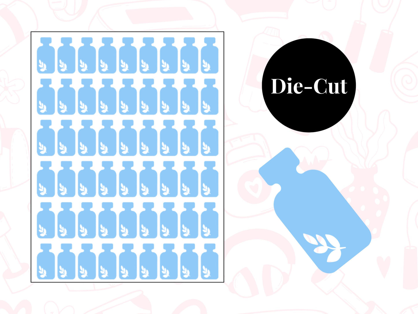 Lotion Bottle Sticker Sheet Self Care Planner Stickers Skincare Icons 54 Pack