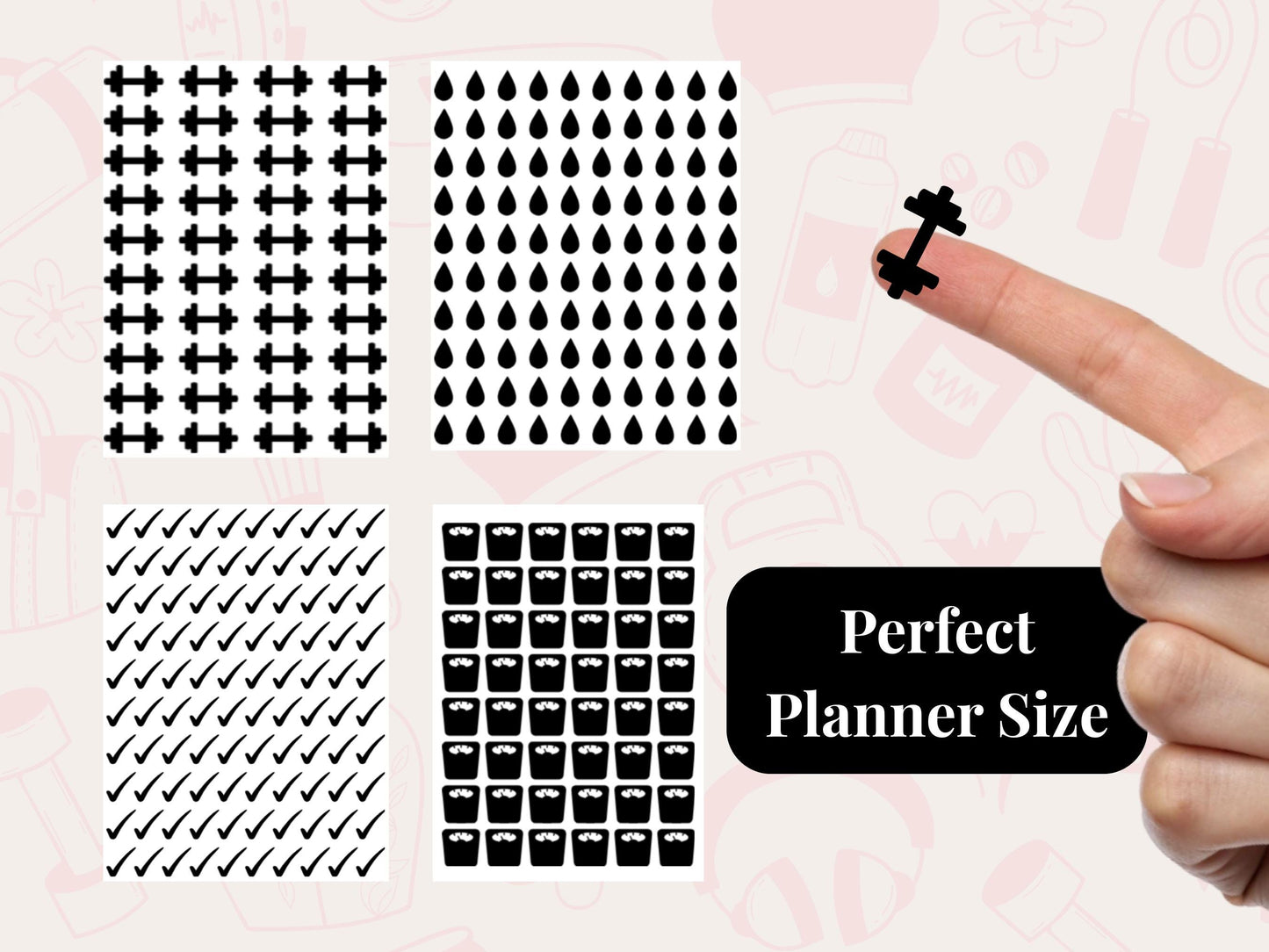 Weight Loss and Fitness Planner Sticker Bundle
