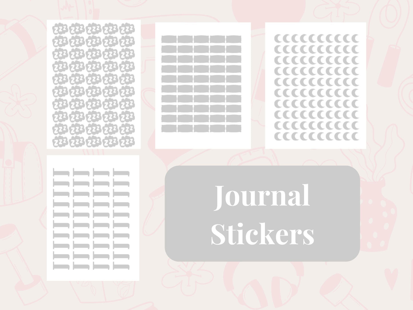 Sleep Tracker Sticker Bundle Planner Stickers Bed Moon Zzz Journal Icons Set