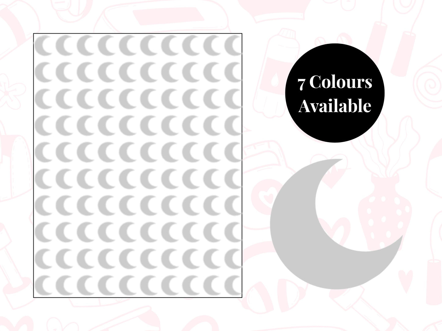 Moon Sticker Sheet Self Care Planner Stickers Wellness Icons 100 Pack 7 Colours