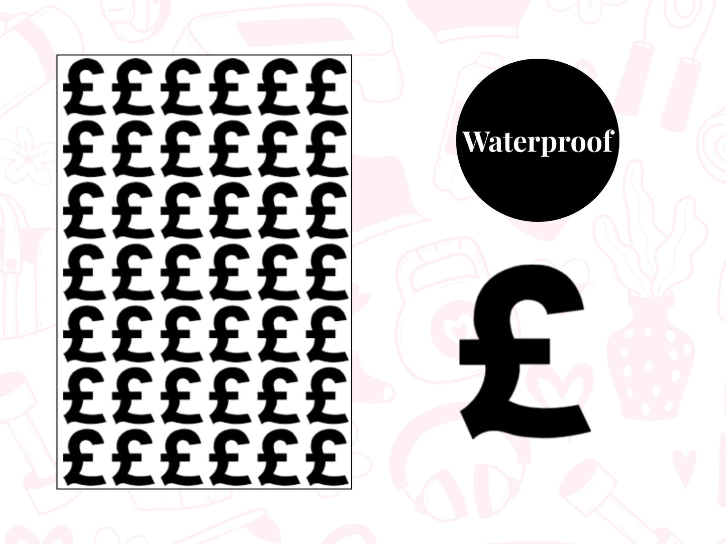 Pound Sign Sticker Sheet Budget Planner Stickers Money Tracker Finance Icons 42 Pack