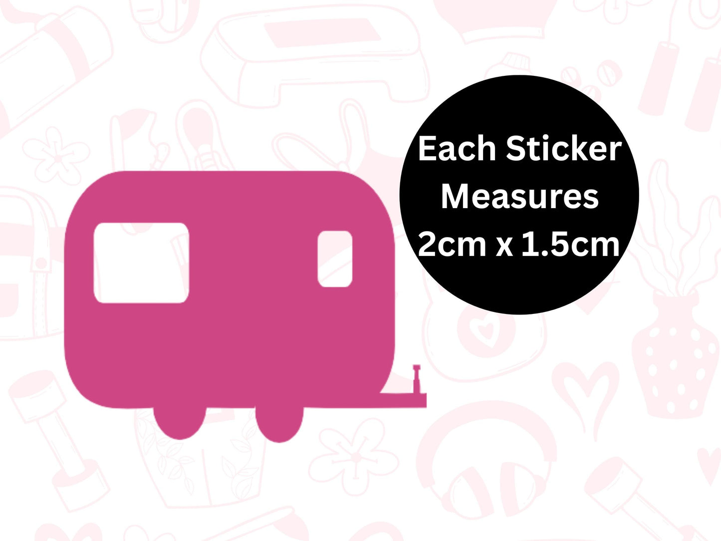 Caravan Icon Vinyl Stickers for Planners, Journals – Waterproof, 42 Pack