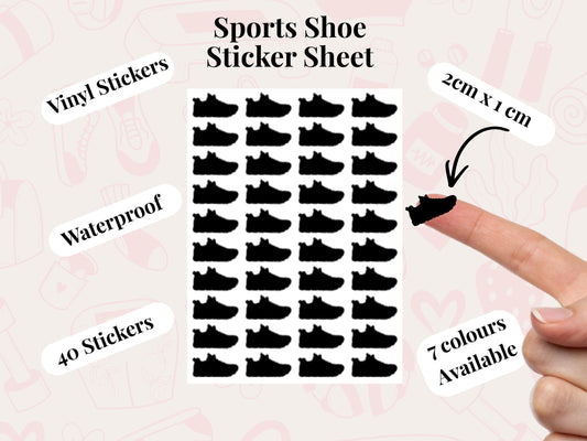 Sports Shoe Sticker Sheet Fitness Journal Planner Stickers Gym Tracker Icons 40 Pack