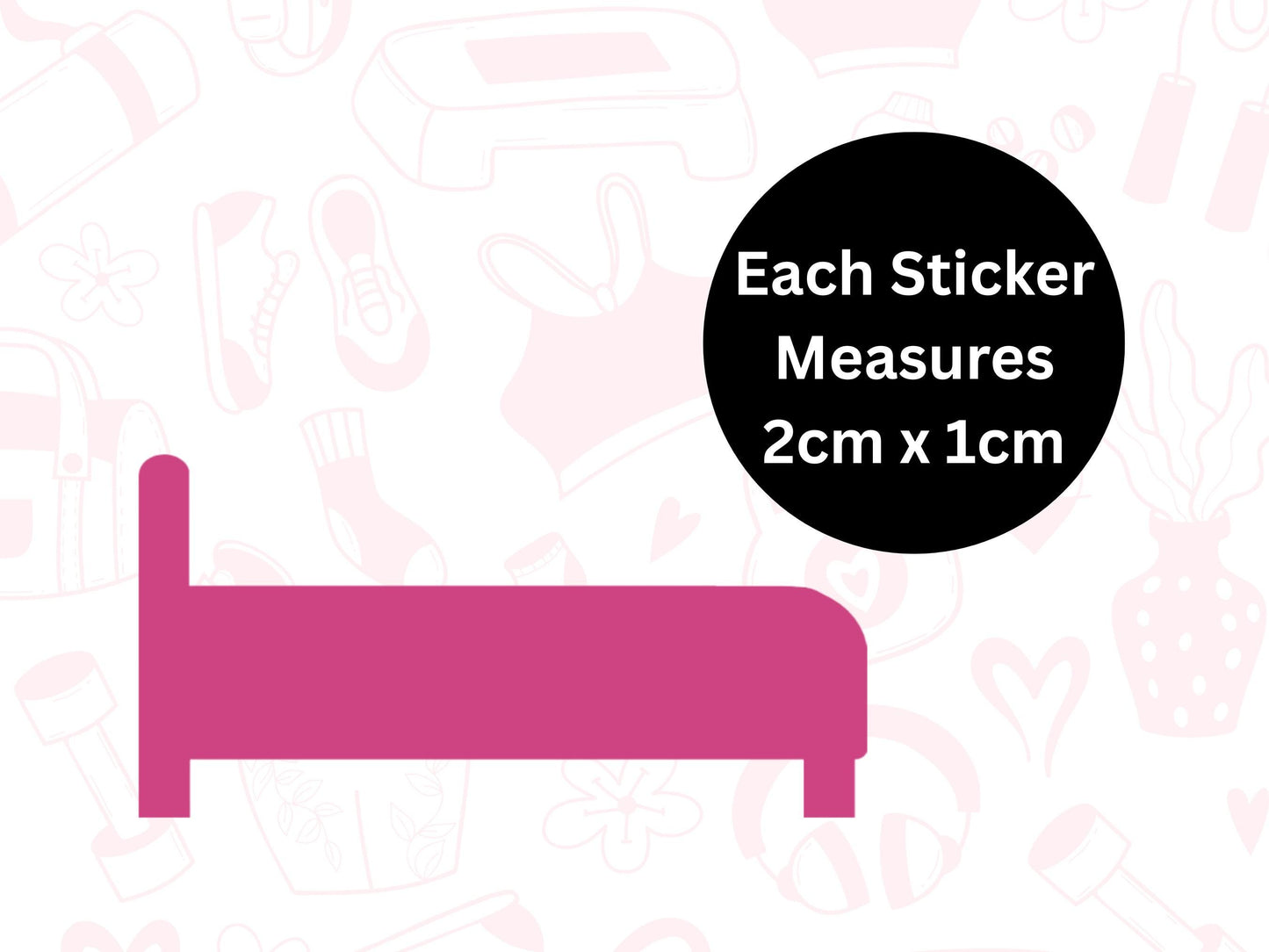 Bed Sticker Sheet Self Care Planner Stickers Wellness Icons 40 Pack 7 Colours
