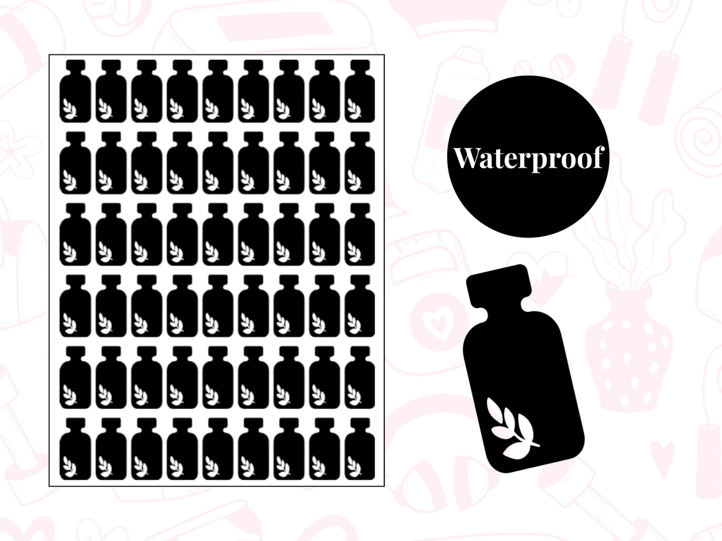 Lotion Bottle Sticker Sheet Self Care Planner Stickers Skincare Icons 54 Pack