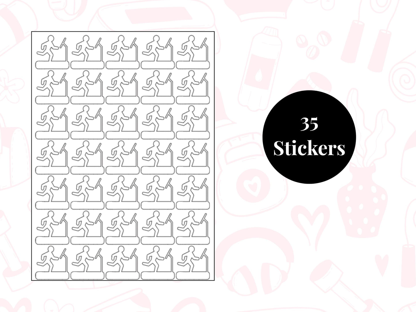 Running Machine Sticker Sheet Fitness Journal Planner Stickers Gym Tracker Icons 35 Pack