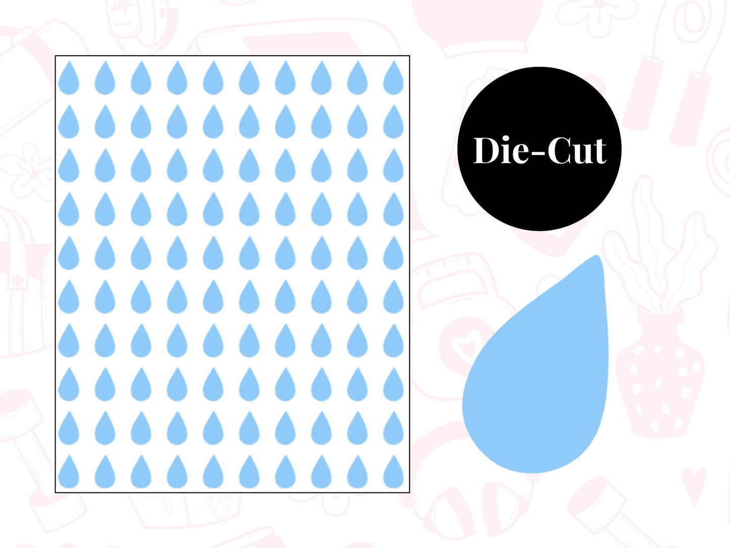 Water Tracker Sticker Sheet Hydration Planner Stickers Droplet Icons Journal 100 Pack
