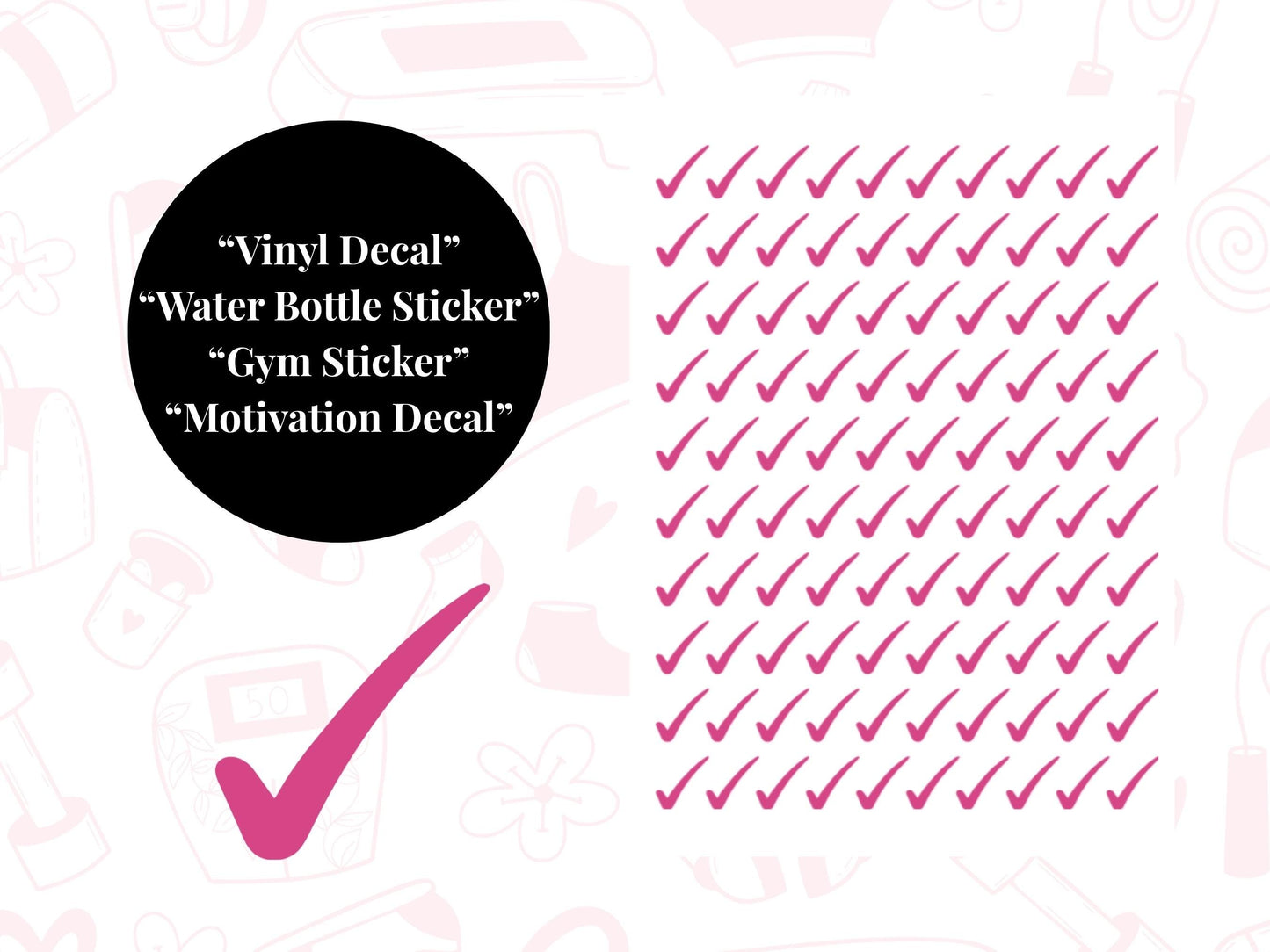 Check Mark/Tick Sticker Sheet Fitness Journal Planner Stickers Gym Tracker Icons 100 Pack