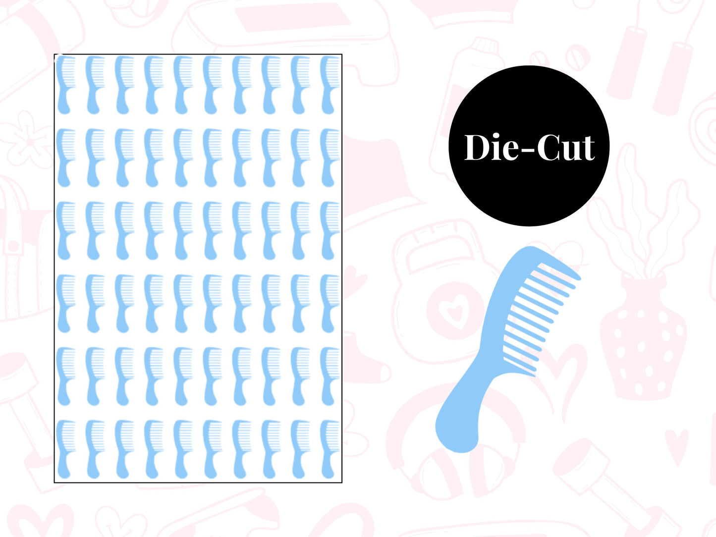 Comb Sticker Sheet Self Care Planner Stickers Icons 60 Stickers