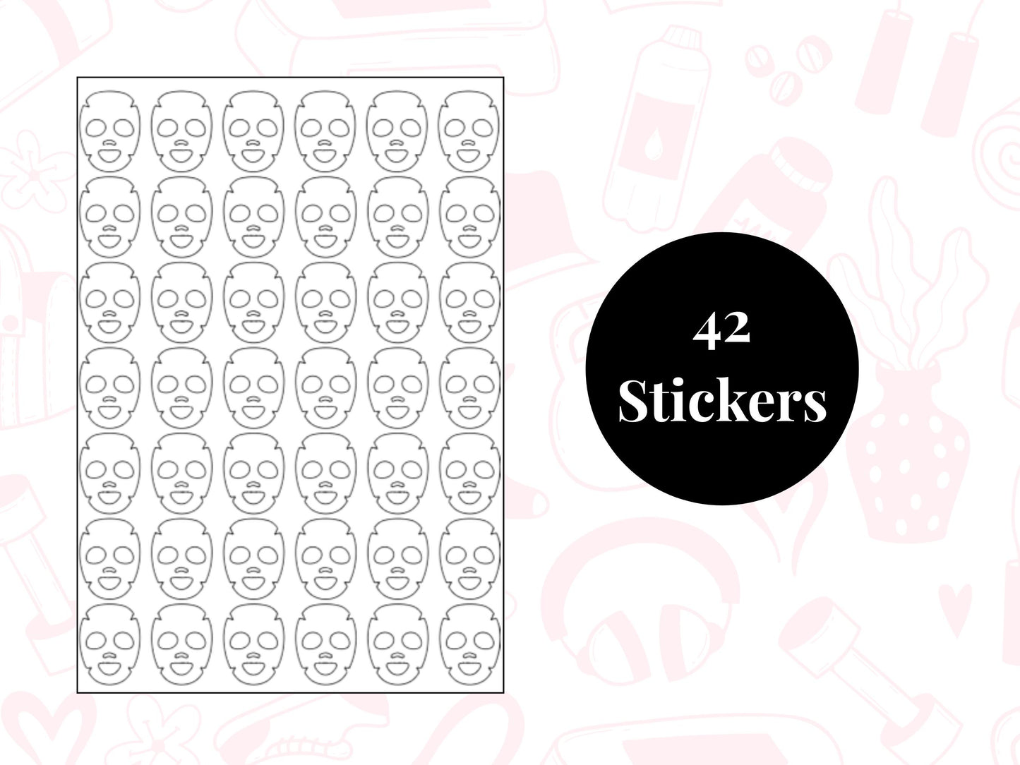 Face Mask Sticker Sheet Self Care Planner Stickers Icons 42 Stickers