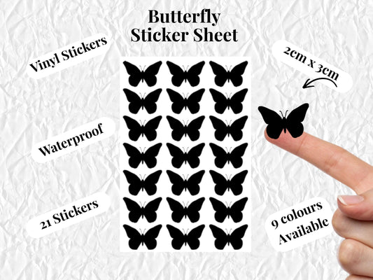 Butterfly Sticker Sheet Vinyl  Stickers Journal Planner Stickers 21 Pack
