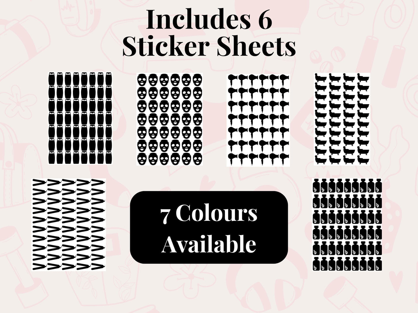 Self Care Planner Sticker Bundle Wellness Beauty Routine Journal Stickers Multi Sheet Set